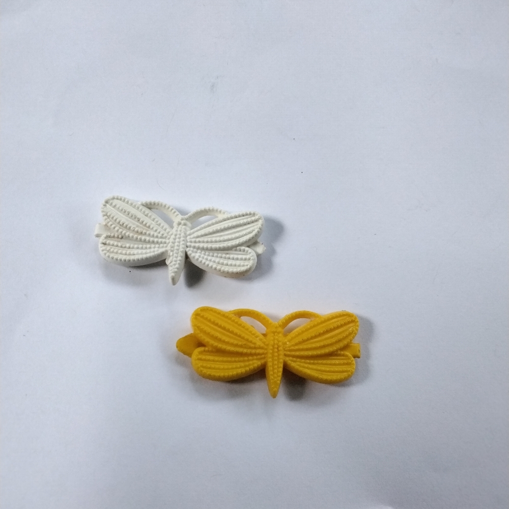 Vintage Kids Hair clip Barrettes Yellow White